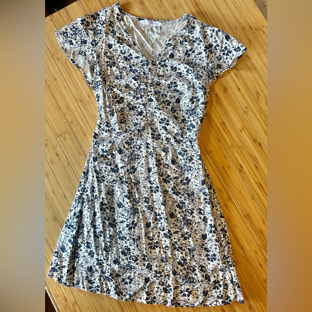 Short-Sleeve Floral-Print Dress Xs